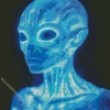 Neon Blue Alien Diamond With Numbers