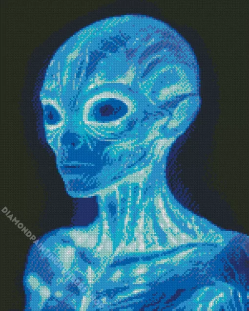 Neon Blue Alien Diamond With Numbers