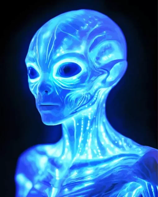 Neon Blue Alien Diamond With Numbers