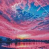 Sparkling blue and pink sunset Diamond Paintings