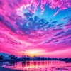 Sparkling blue and pink sunset Diamond Paintings