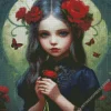 aesthetic goth girl and flower Diamond Paints
