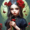 aesthetic goth girl and flower Diamond Paints