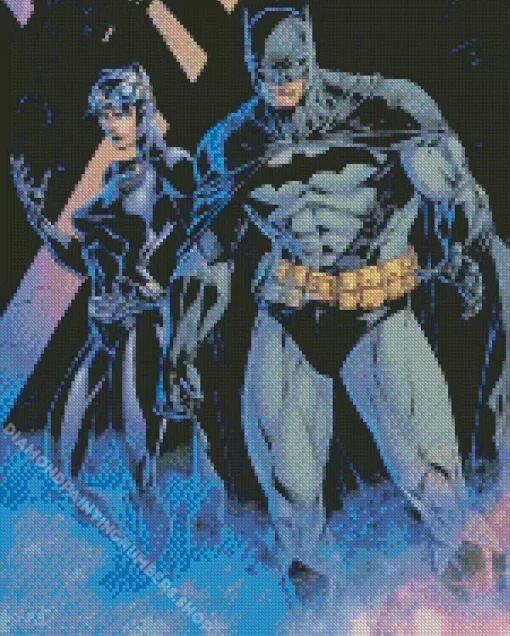 batman and catwoman Diamond With Numbers