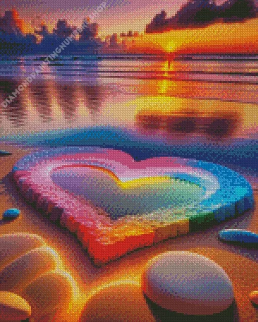 beach heart Diamond Paints