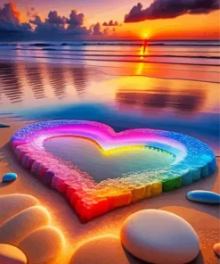 beach heart Diamond Paints