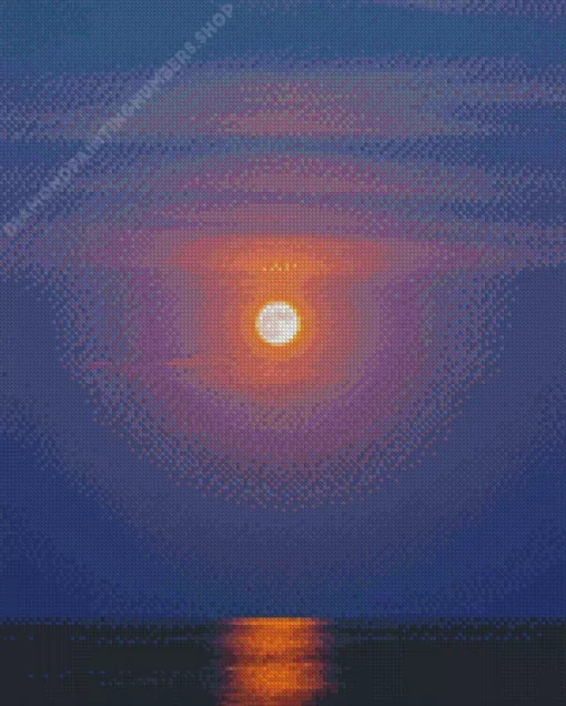 beach with moon Diamond With Numbers