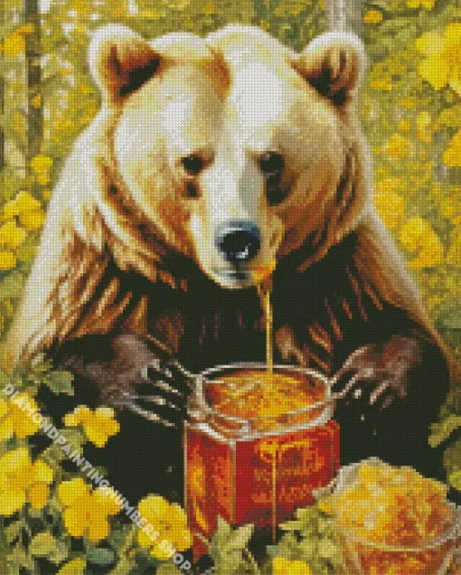 bear eating honey Diamond Paints