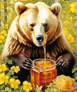 bear eating honey Diamond Paints