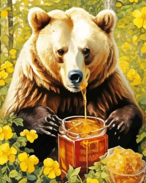 bear eating honey Diamond Paints