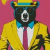 bear wearing glasses Diamond With Numbers