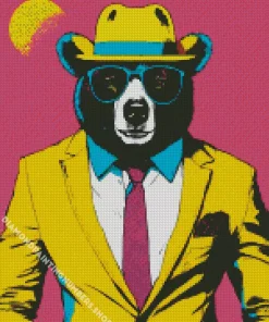 bear wearing glasses Diamond With Numbers