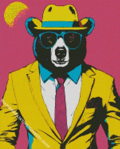 bear wearing glasses Diamond With Numbers