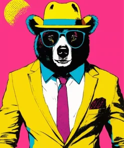 bear wearing glasses Diamond With Numbers