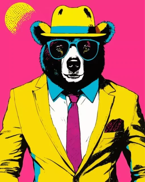 bear wearing glasses Diamond With Numbers