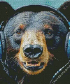 bear with headphones Diamond With Numbers