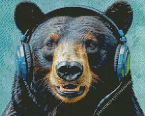 bear with headphones Diamond With Numbers