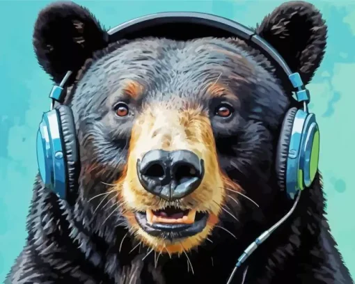 bear with headphones Diamond With Numbers