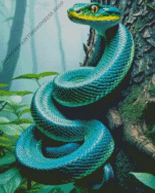 blue and green pit vipers Diamond Paints