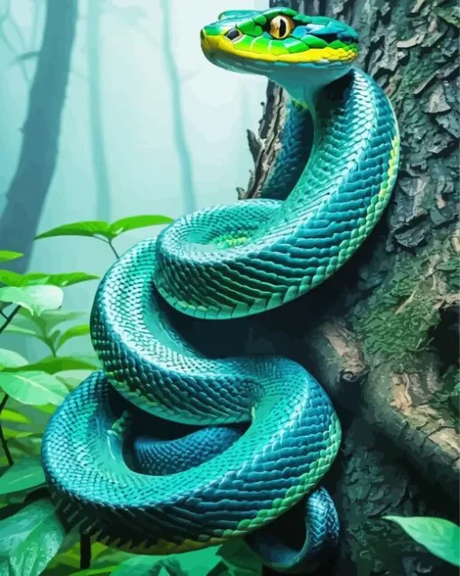 blue and green pit vipers Diamond Paints