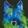blue and green wolf Diamond Paints