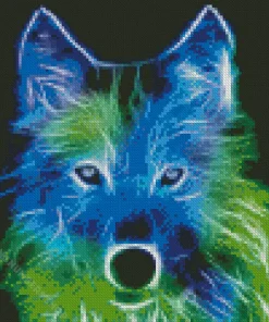 blue and green wolf Diamond Paints