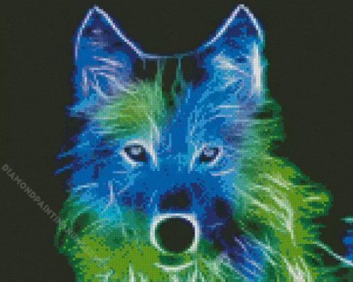 blue and green wolf Diamond Paints