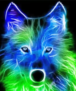 blue and green wolf Diamond Paints