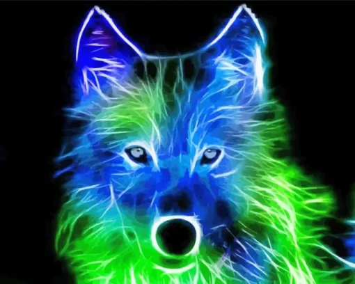 blue and green wolf Diamond Paints