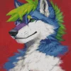 blue and green wolf art Diamond Paints