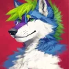 blue and green wolf art Diamond Paints