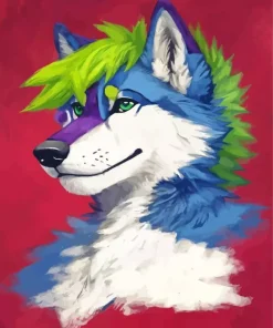 blue and green wolf art Diamond Paints
