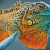 blue and orange iguana Diamond With Numbers