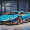 blue and orange lamborghini Diamond With Numbers