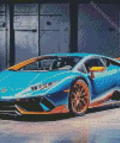 blue and orange lamborghini Diamond With Numbers