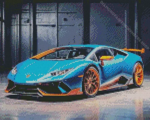blue and orange lamborghini Diamond With Numbers