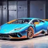 blue and orange lamborghini Diamond With Numbers