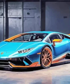 blue and orange lamborghini Diamond With Numbers