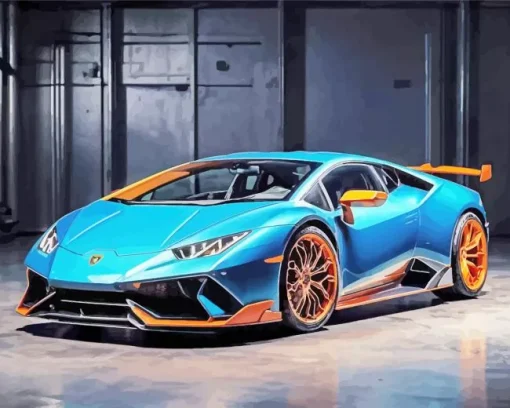 blue and orange lamborghini Diamond With Numbers