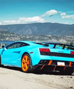 blue and orange lamborghini car Diamond Paints