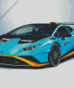 blue and orange lamborghini sport car Diamond Paints