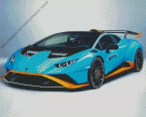 blue and orange lamborghini sport car Diamond Paints