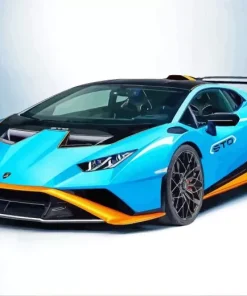 blue and orange lamborghini sport car Diamond Paints