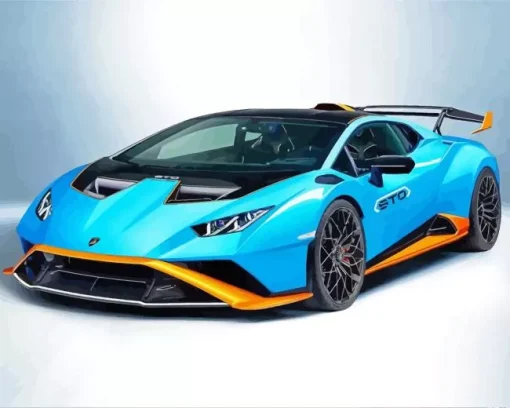 blue and orange lamborghini sport car Diamond Paints