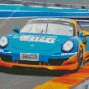 blue and orange race car (2) Diamond Paints