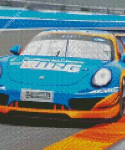 blue and orange race car (2) Diamond Paints
