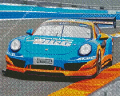 blue and orange race car (2) Diamond Paints