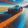 blue and orange race car Diamond With Numbers