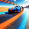 blue and orange race car Diamond With Numbers