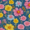 blue and pink and yellow flowers Diamond With Numbers